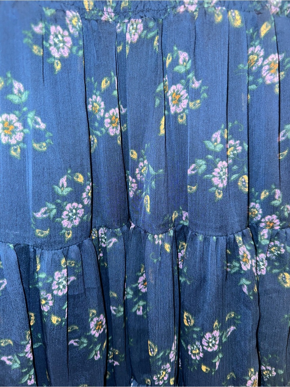 Patrons of Peace Navy Floral Tiered Long-Sleeve Dress - Picture 2 of 4